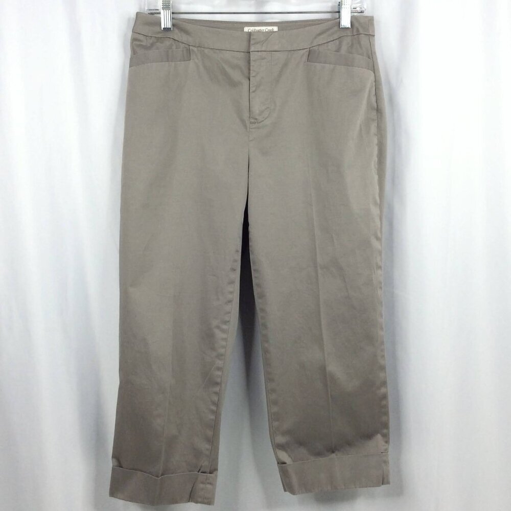 Coldwater Creek Women's Natural Fit Crop Pants Size 6 Taupe Brown Cuffed‎ Capri